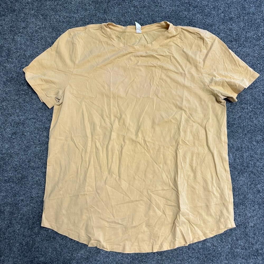Lululemon T-Shirt Womens Size 8 Yellow Tan Pima Cotton Short Sleeve Casual Top